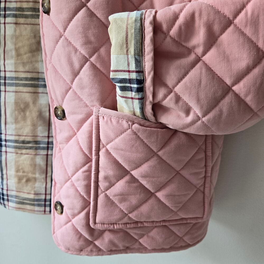 Hope & Henry Girl Quilted Barn Jacket Pink & Plaid Size Large EUC Preppy Classic - Picture 9 of 15
